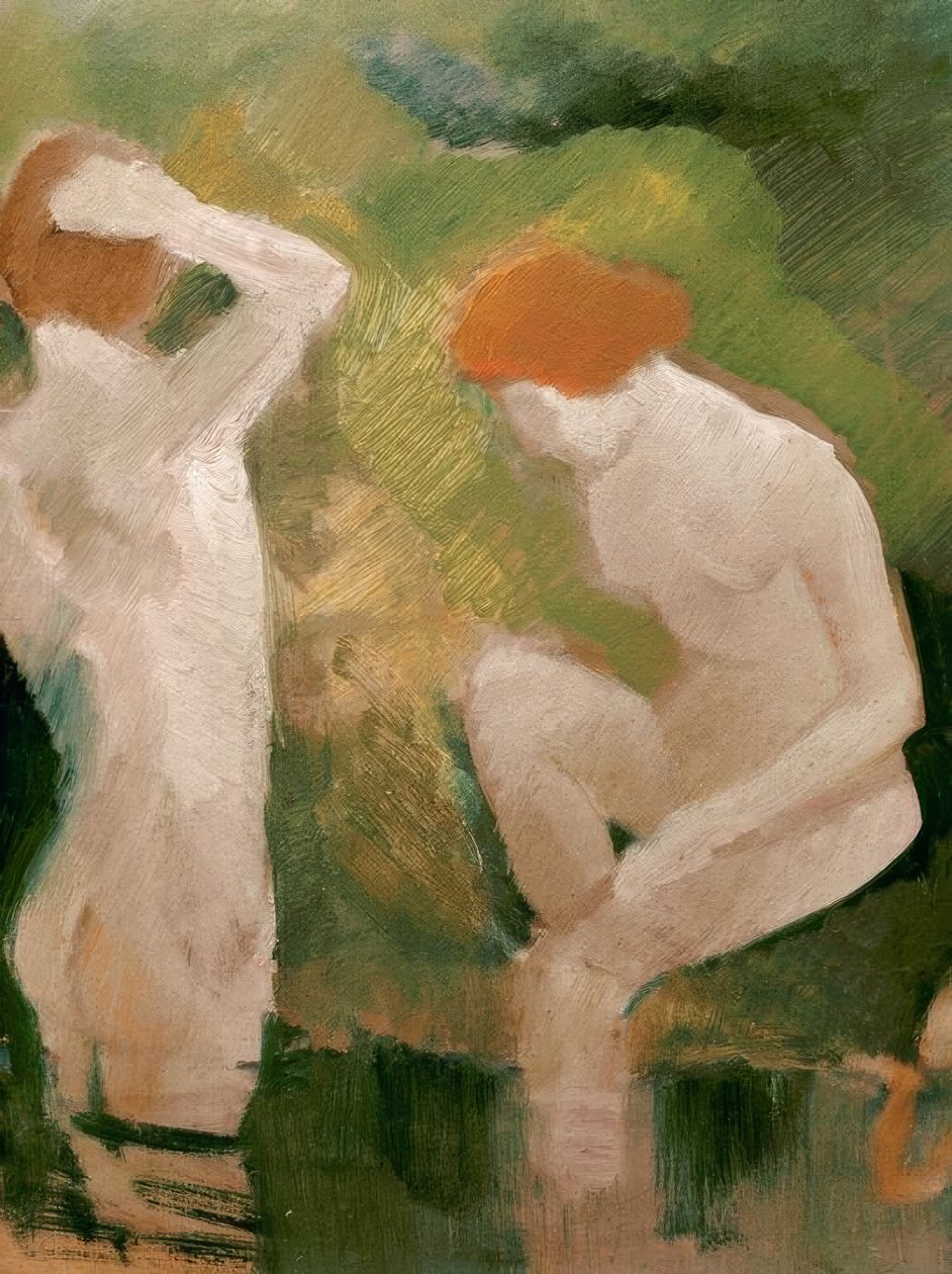 Badegæster på den grønne skrænt af August Macke