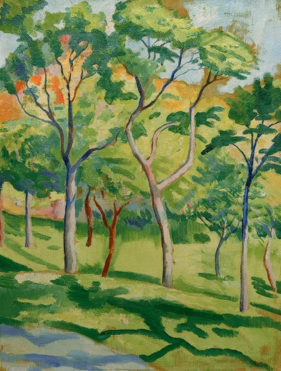 Træer på engen af August Macke