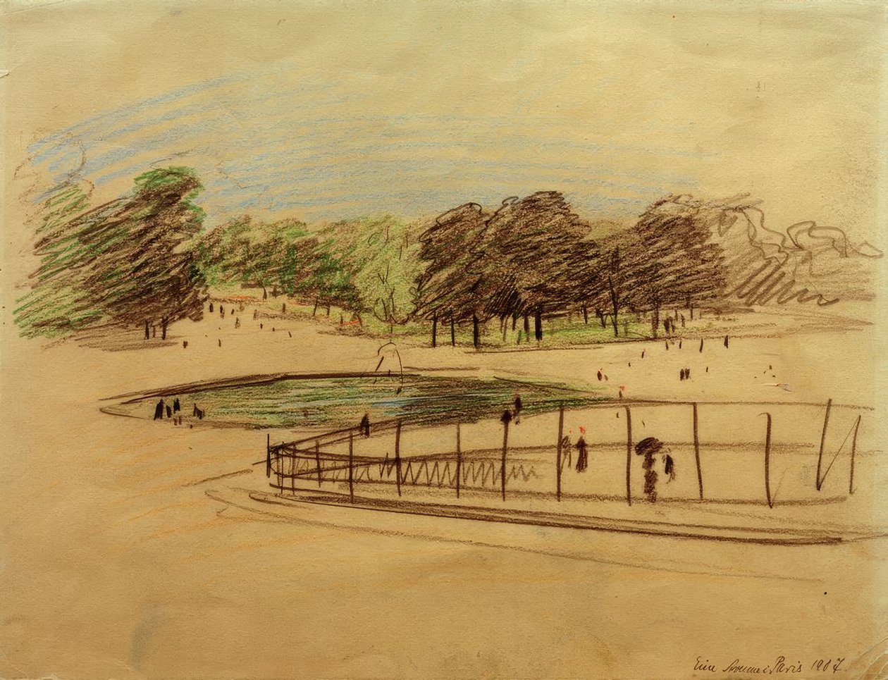 Basin im Jardin des Tuileries af August Macke