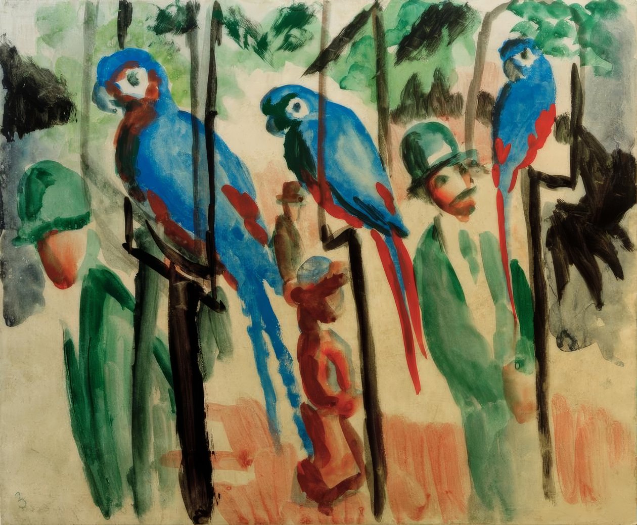 Med papegøjerne af August Macke