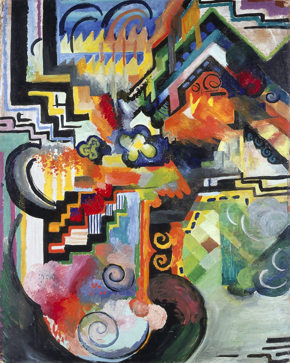 Farvede komposition Homage to Bach, 1912 af August Macke