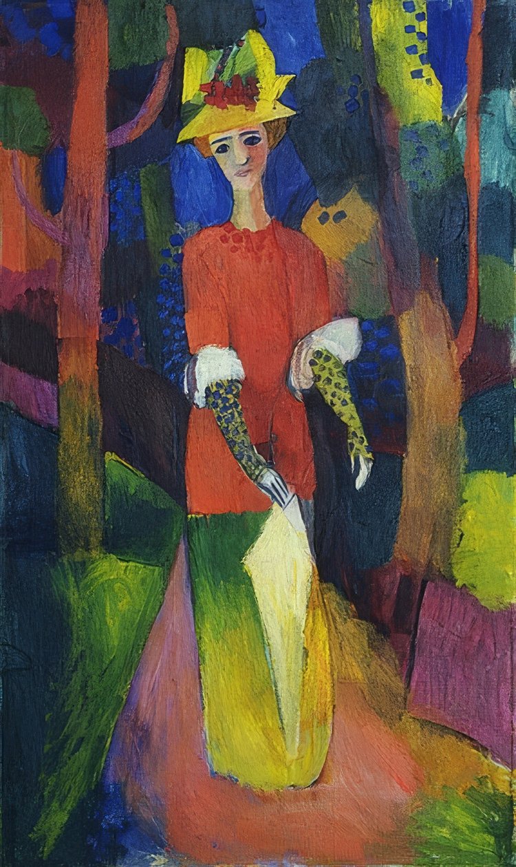 Dame i parken. 1914 af August Macke