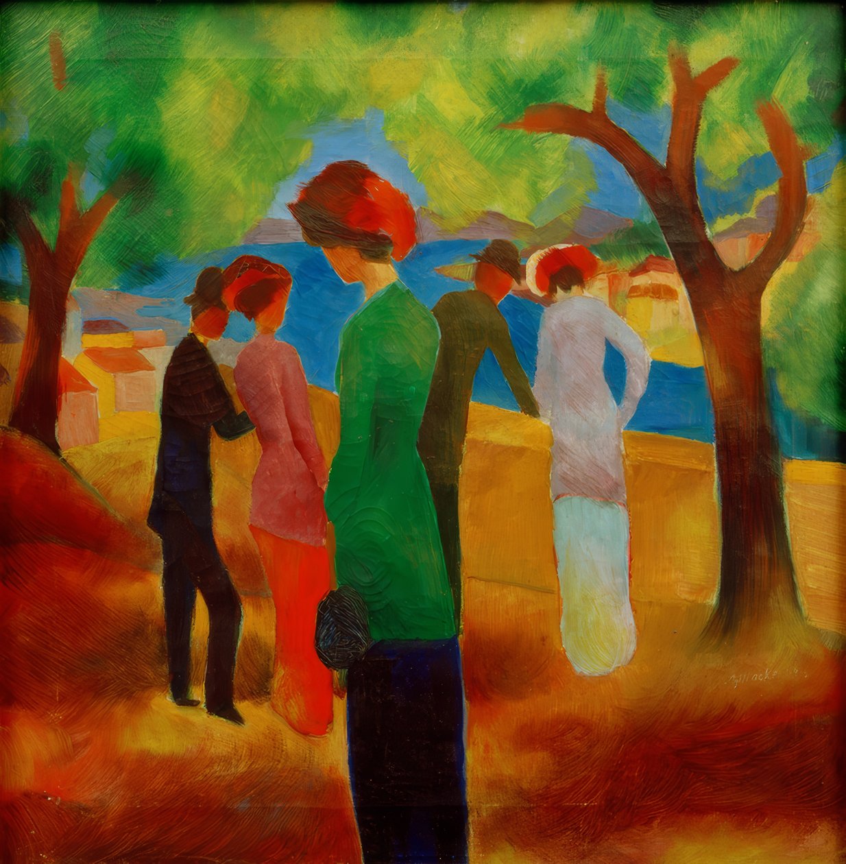 Dame i grøn jakke af August Macke