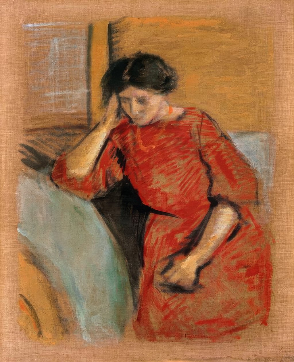 Elisabeth i rød kjole af August Macke