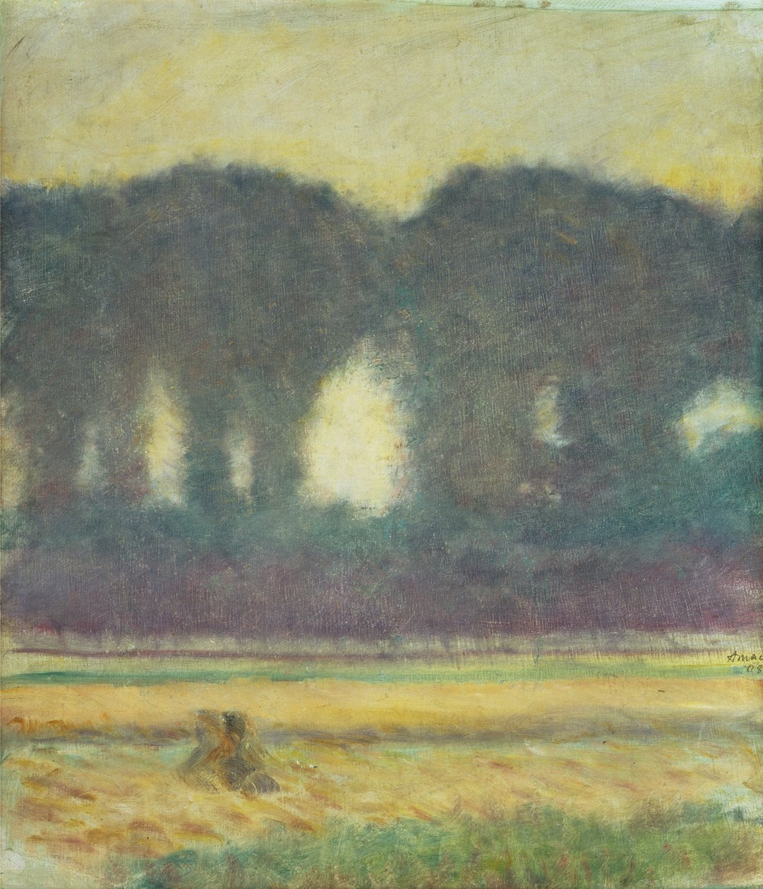 Grantræer og en kornmark af August Macke