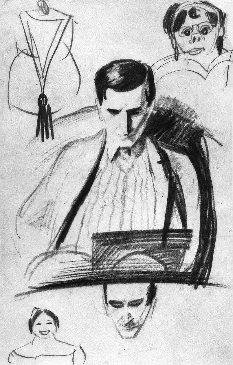 Franz Marc, portræt / tegning Macke af August Macke
