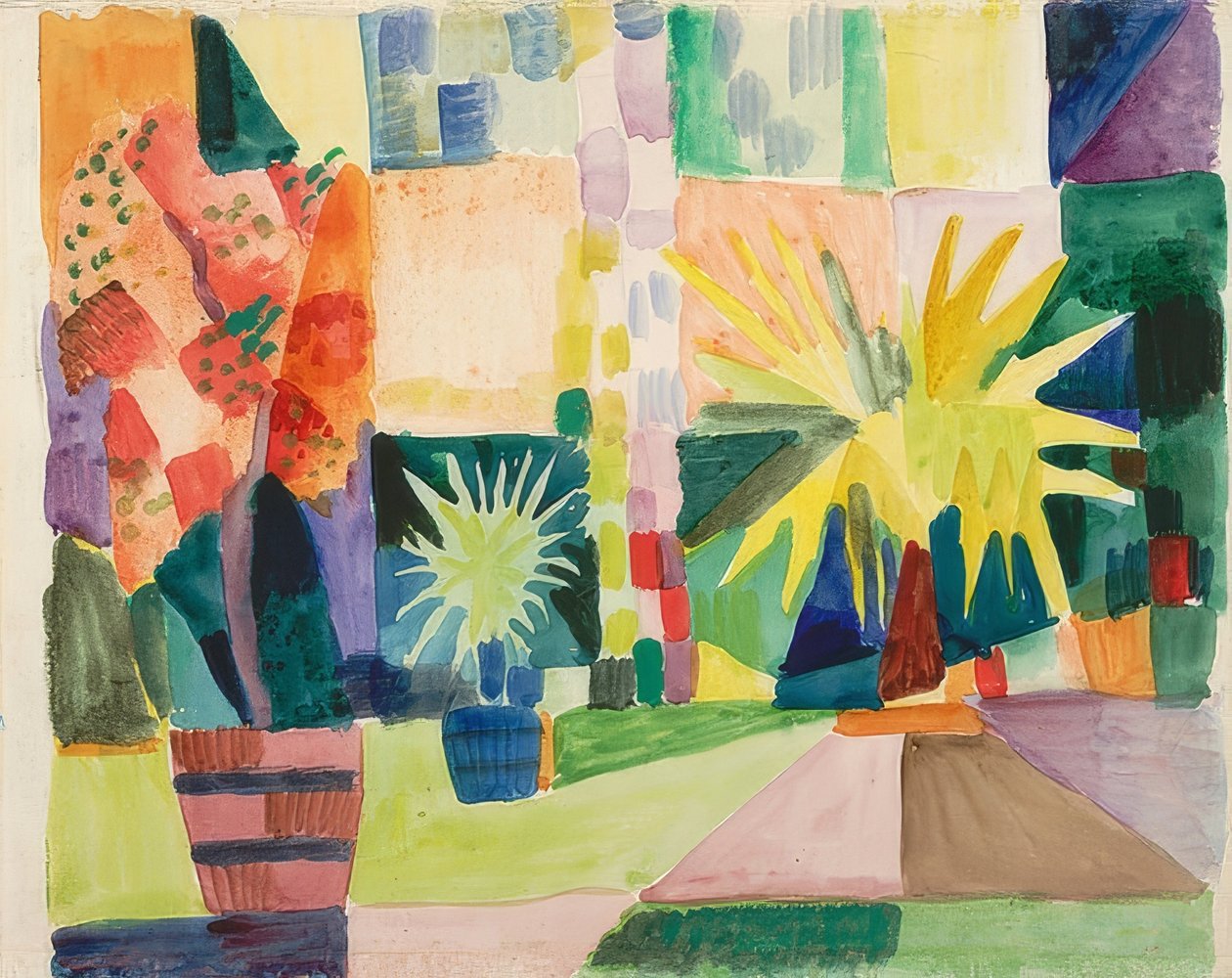 Have ved Thun-søen (granatæbletræ og palme i haven). 1914 af August Macke