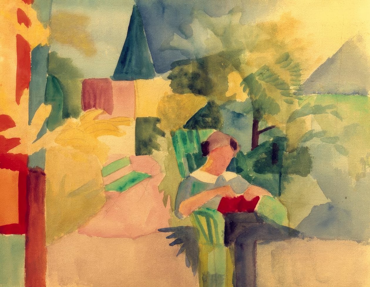 Have med en kvinde, der læser (ved søen Thun) af August Macke