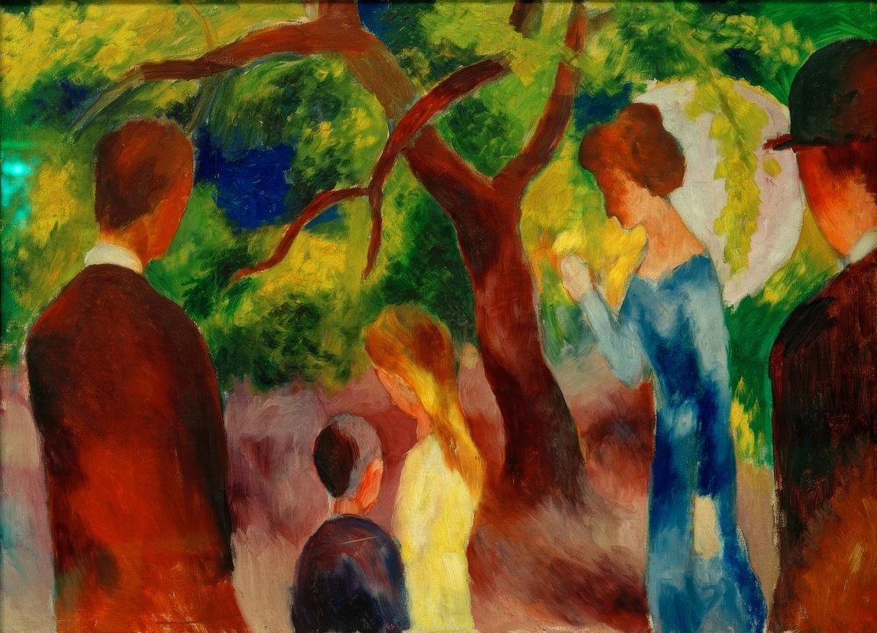 Stor promenade: mennesker i haven af August Macke