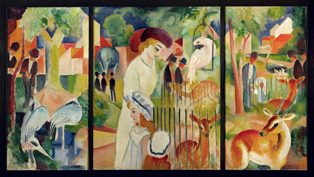 Stor zoologisk have ... (olie på lærred) af August Macke