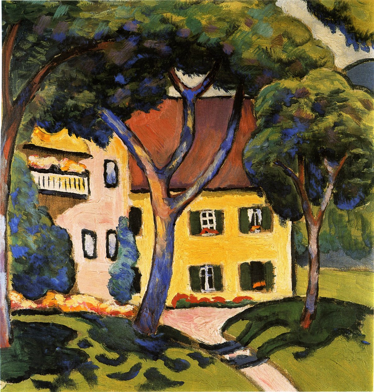 Hus i Tegernsee, 1910. af August Macke
