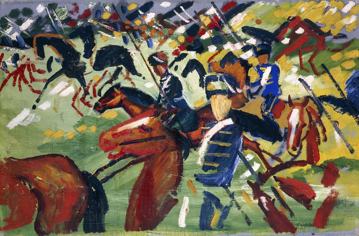 Husarer sætter ud, 1913 af August Macke
