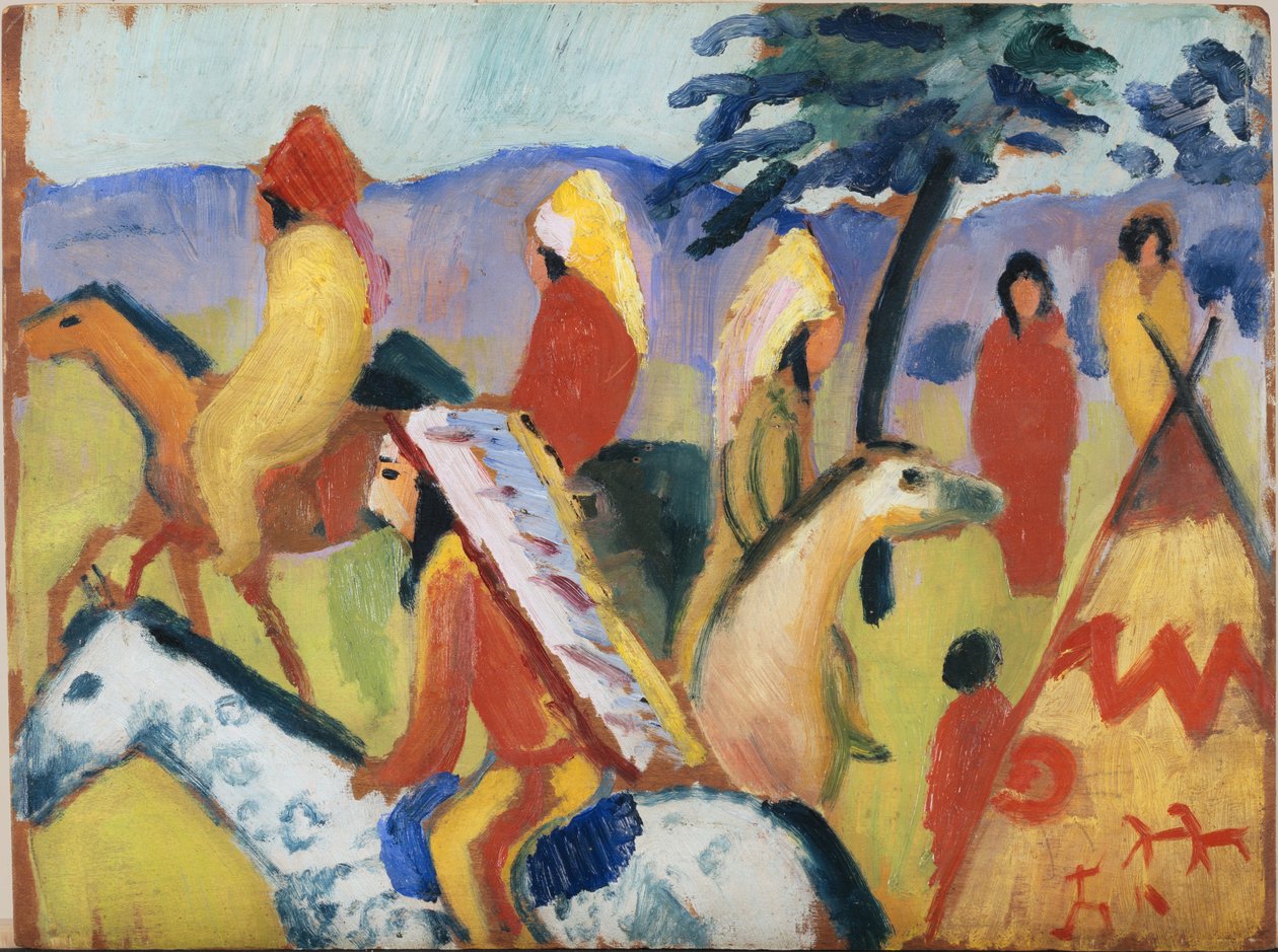 indianere til hest af August Macke