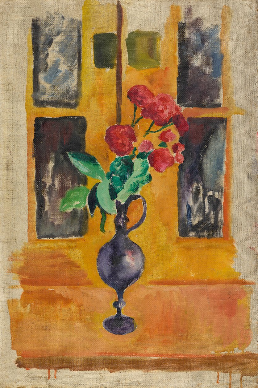 Japanske roser i blåt glas af August Macke