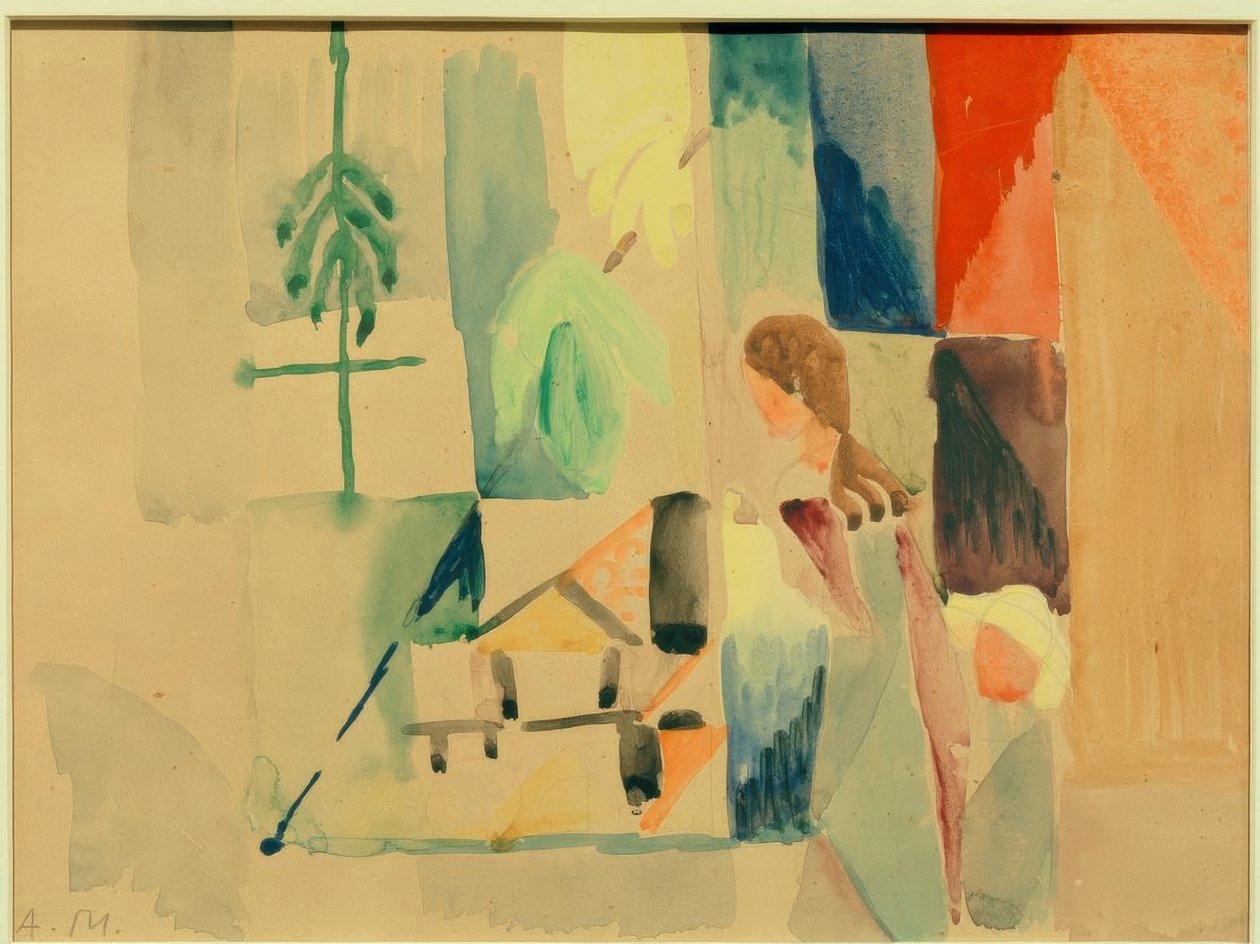 Børn i grøntsagsbutikken II af August Macke
