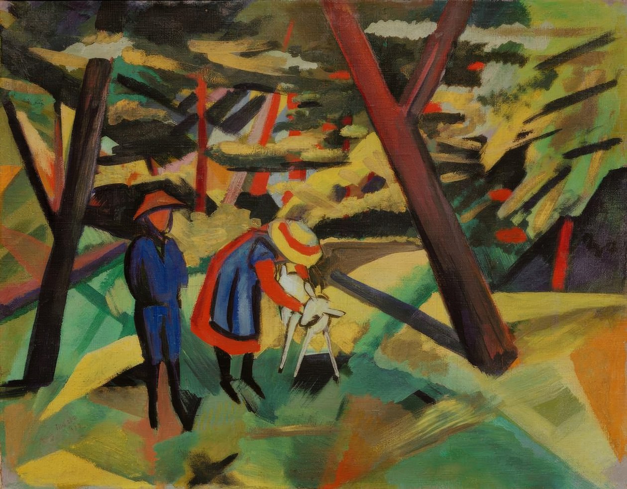 Børn med ged i skoven af August Macke