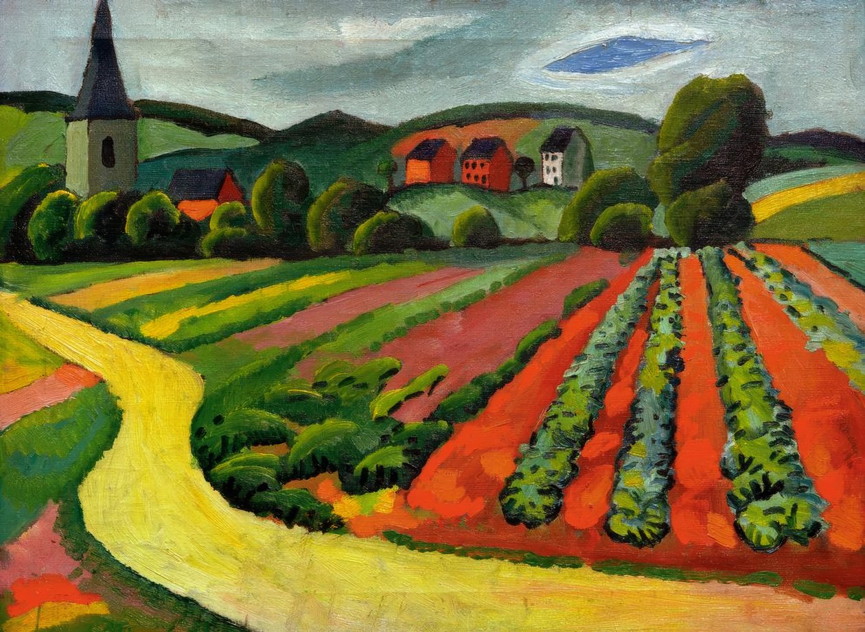 Landskab med kirke og sti af August Macke