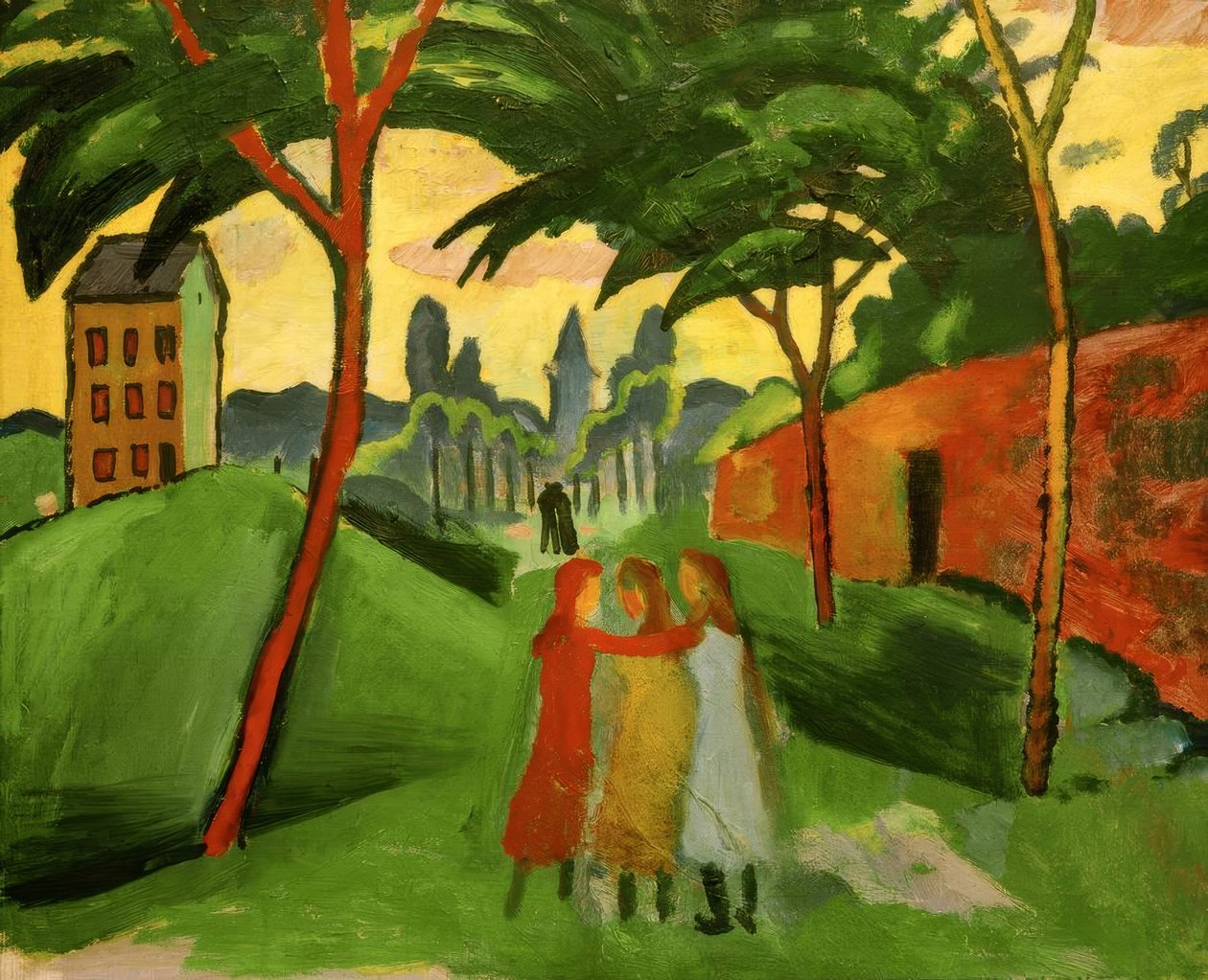 Landskab med tre piger af August Macke