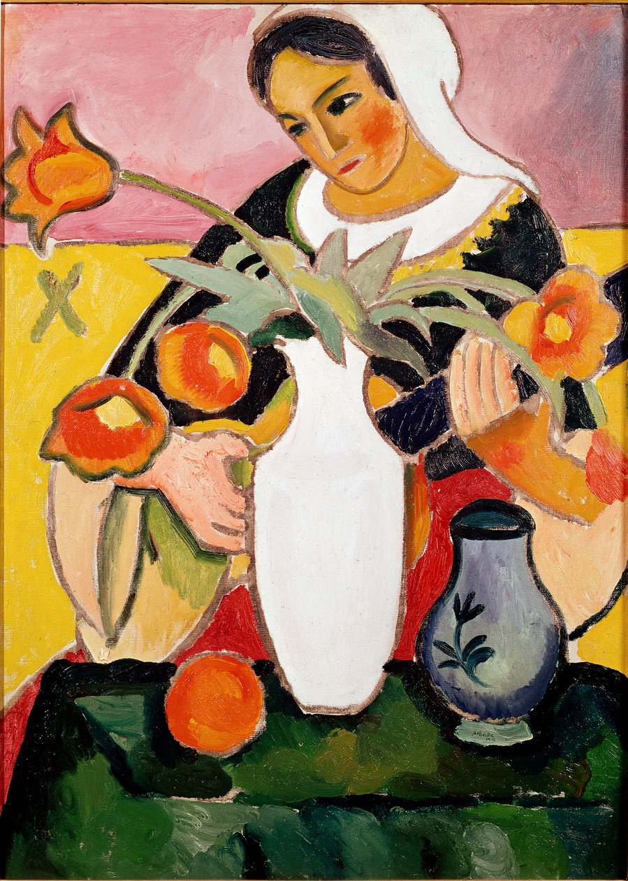 Lutespiller Maleri af August Macke (1887-1914) 1910 Paris, moderne kunstgalleri af August Macke