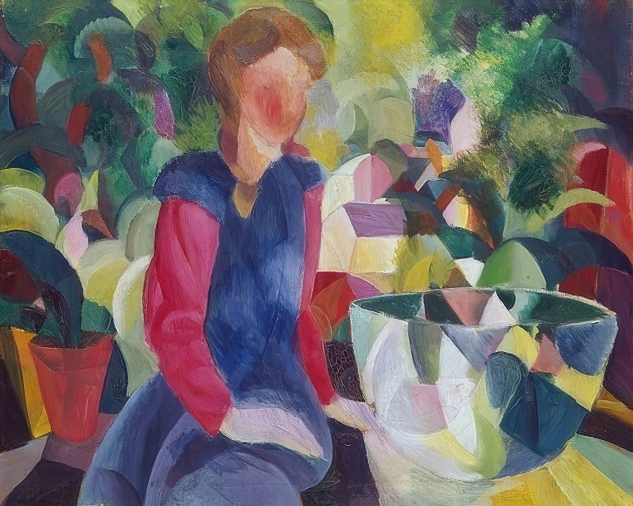 Pige med fiskeskål. 1914 af August Macke