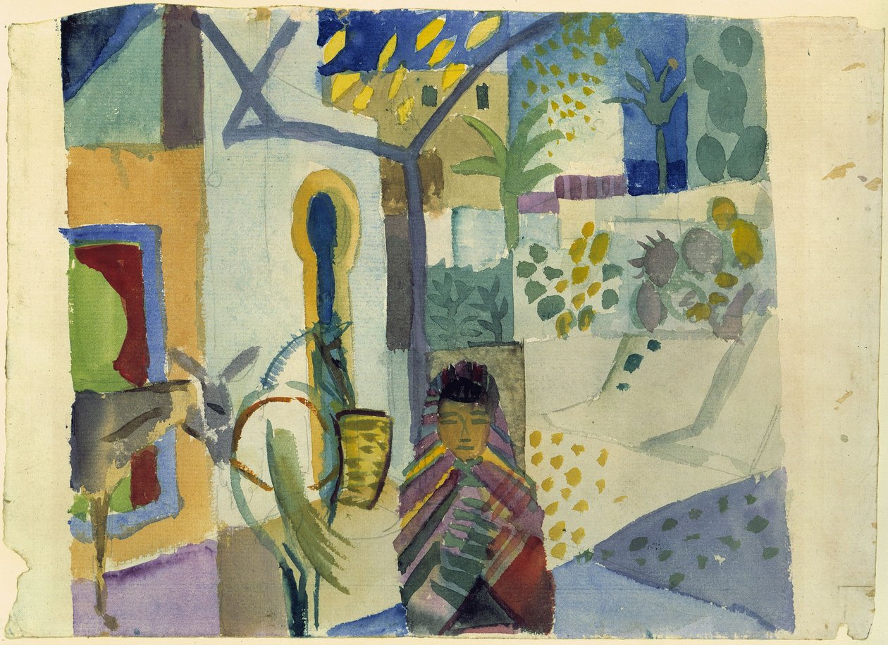 Pige med hest og æsel af August Macke