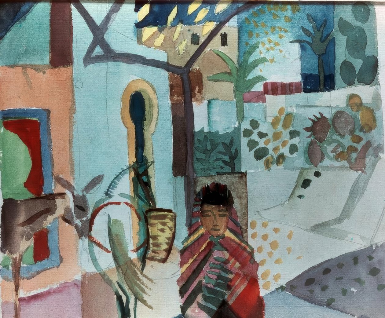 Pige med hest og æsel af August Macke