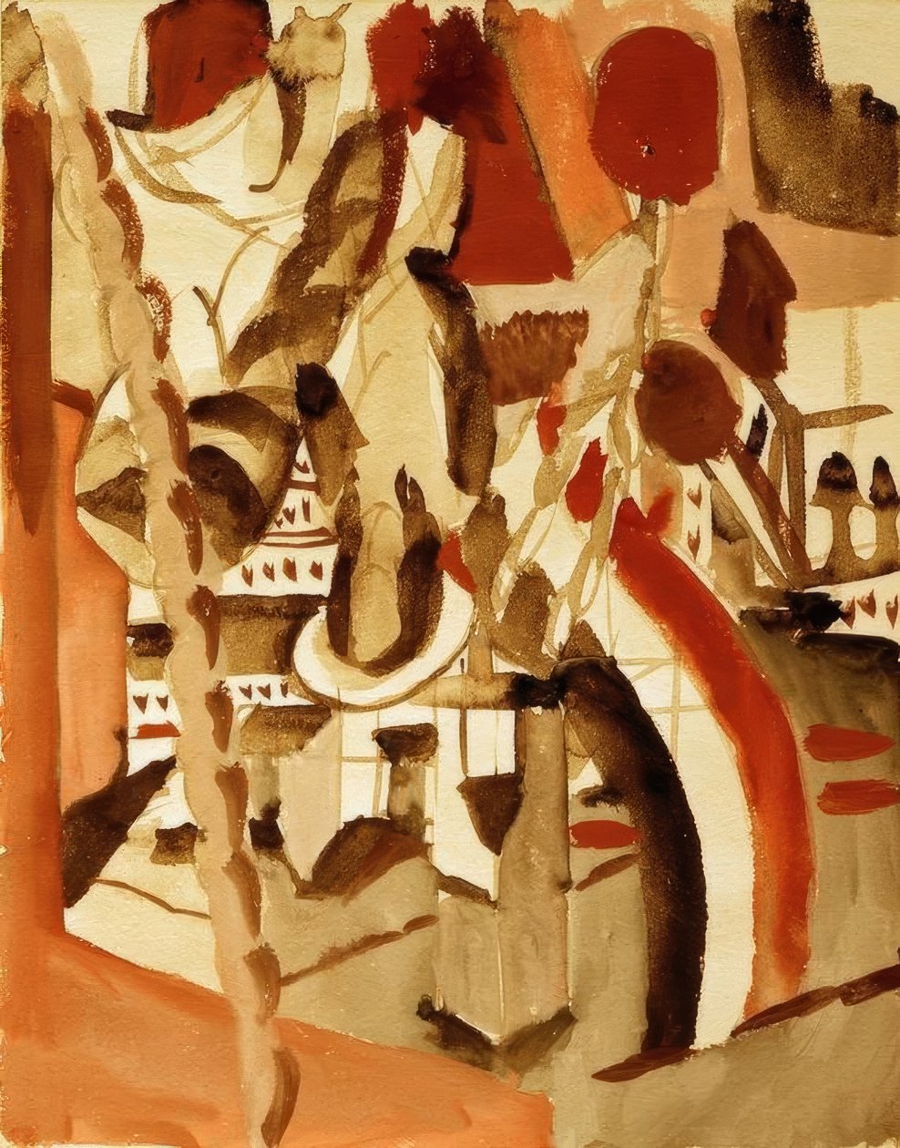 Pige foran en by af August Macke