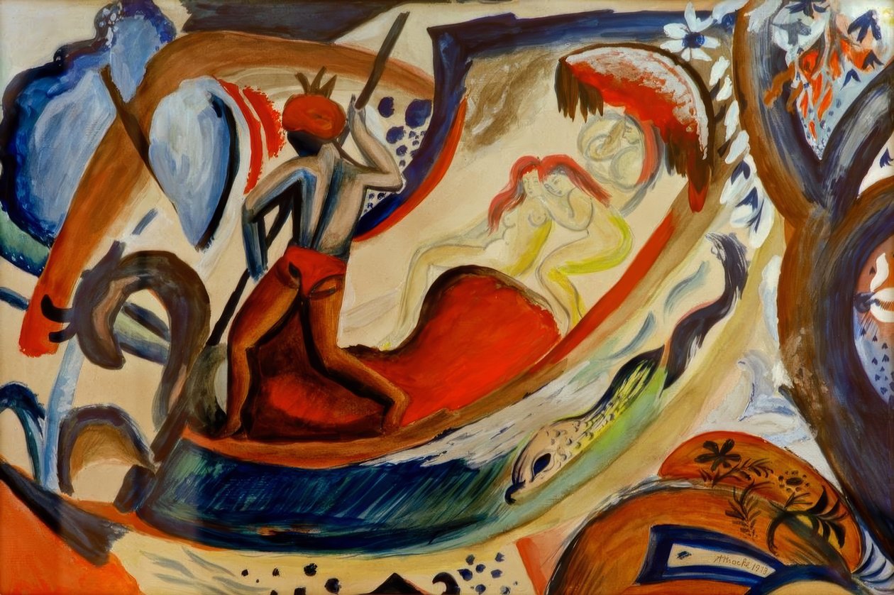 Nøgne piger i båden af August Macke