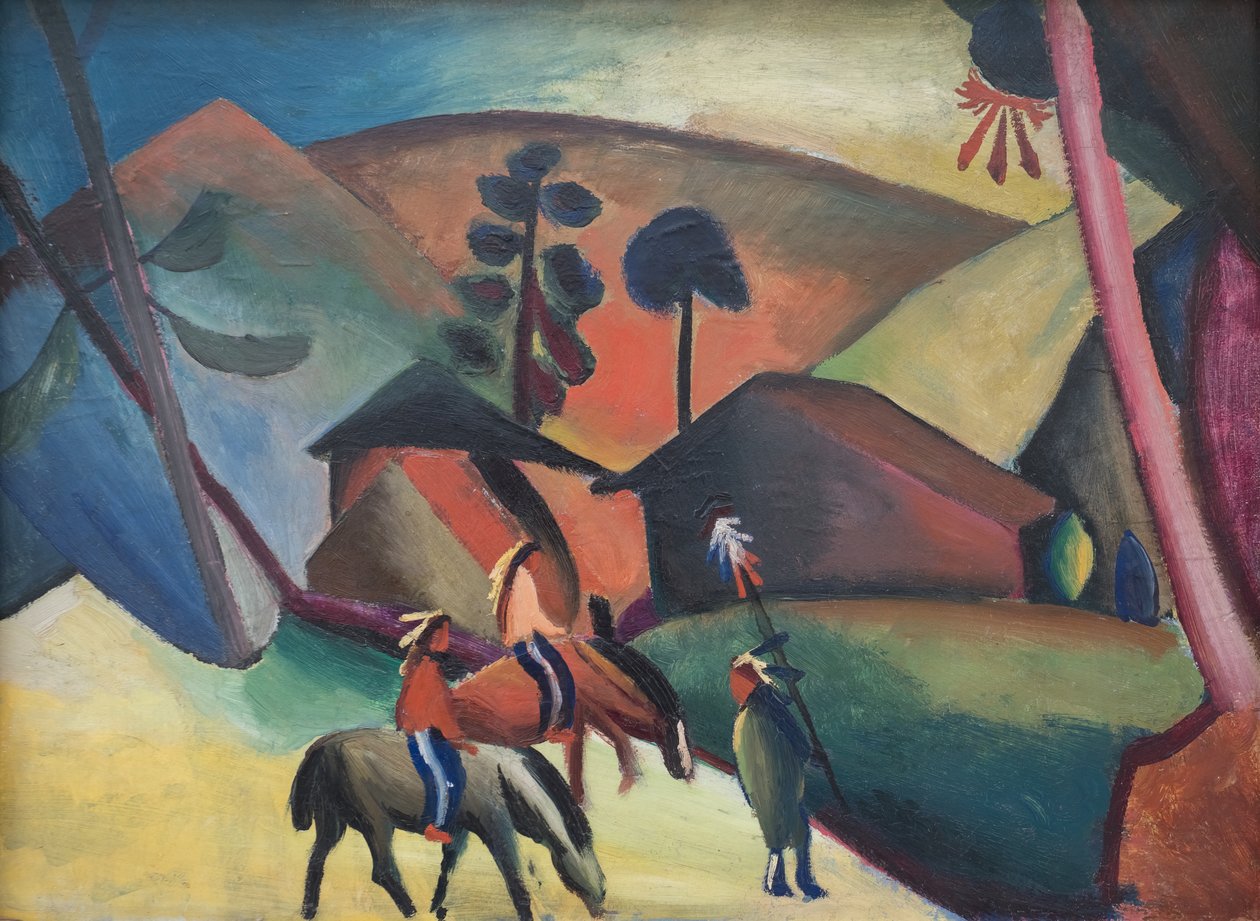 Indfødte amerikanere på heste af August Macke
