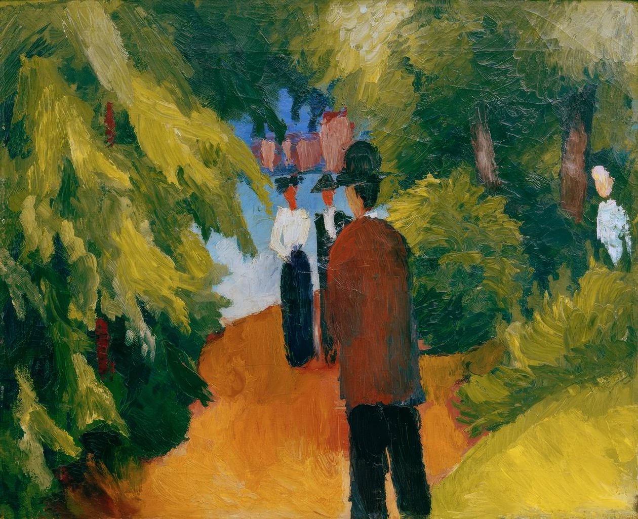 Park ved vandet (mand i parken) af August Macke