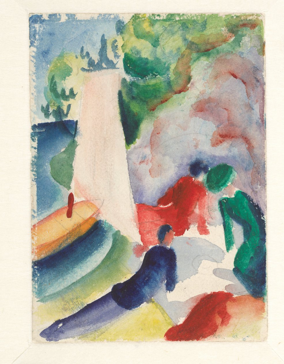 Picnic på stranden Picnic efter sejlads, 1913 af August Macke