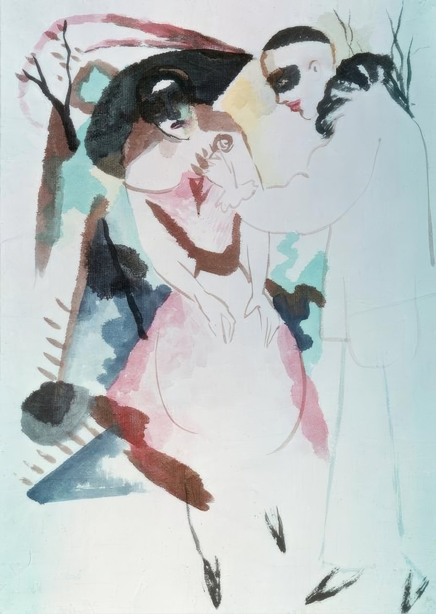 Pjerrot og dame af August Macke