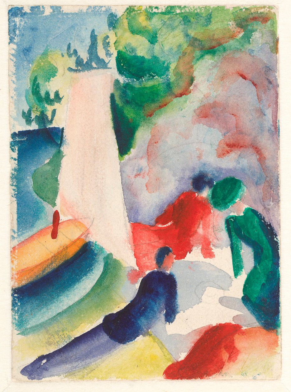 ""Picnic på stranden"" (Picnic efter sejlads) Akvarel af August Macke (1887-1914) 1913 Dim 17,6x12,2 cm Albertina, Wien af August Macke