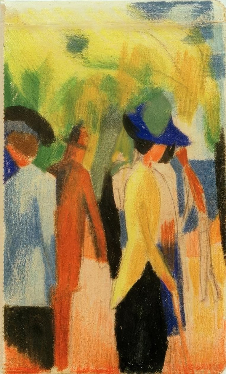 Vandrere under træer (vandrere i parken) af August Macke
