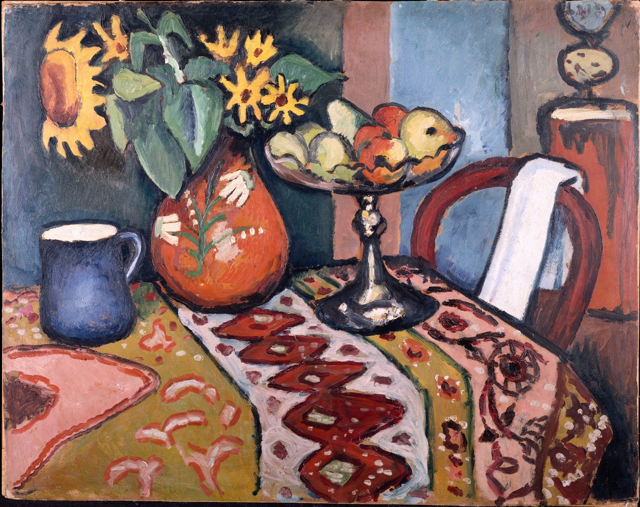 Stilleben med solsikker II, 1911 af August Macke