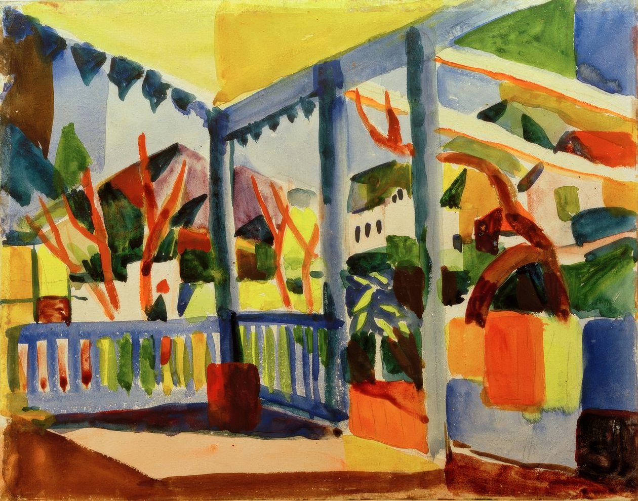 Terrasse på landstedet i St. Germain af August Macke