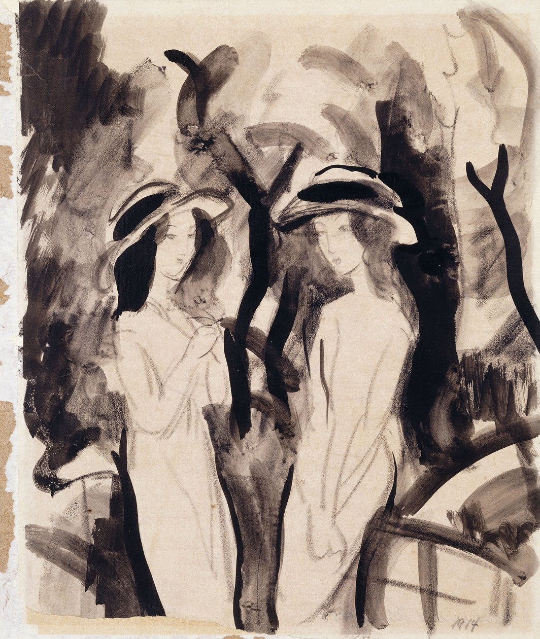 To piger; To piger, 1914 af August Macke