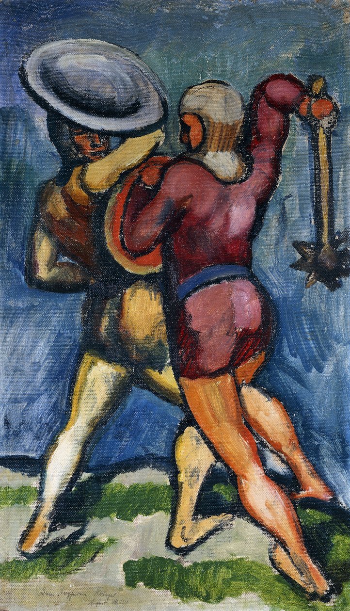 To Krigere; To kampslut, 1910 af August Macke