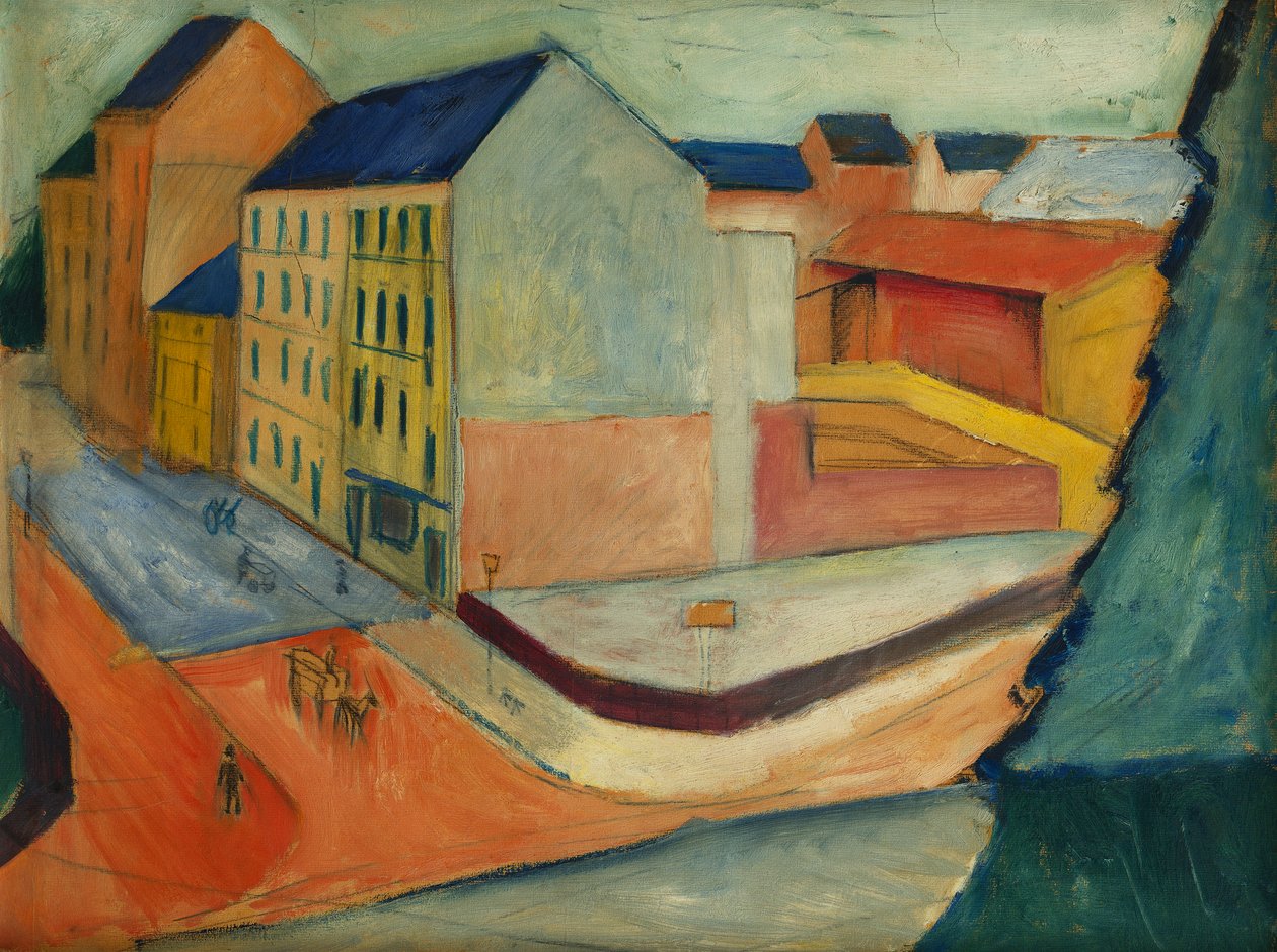 Vores gade med ridebane, Bonn, 1913 af August Macke