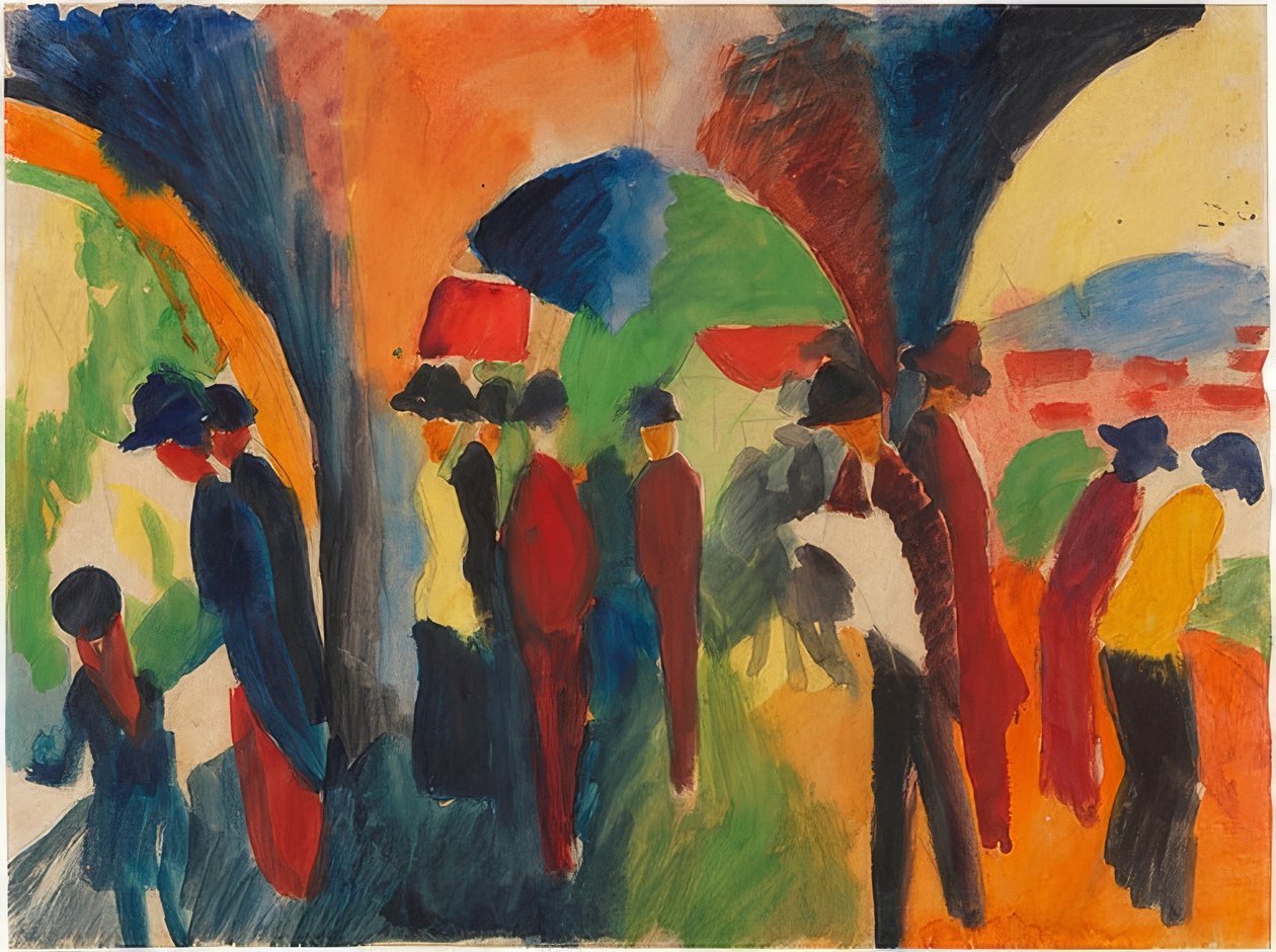 Under Thun-træerne (et barnevognsmotiv). 1913 af August Macke