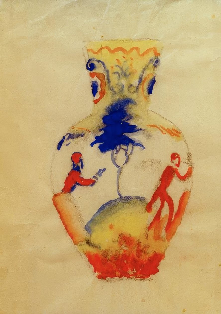 Vase med to figurer af August Macke