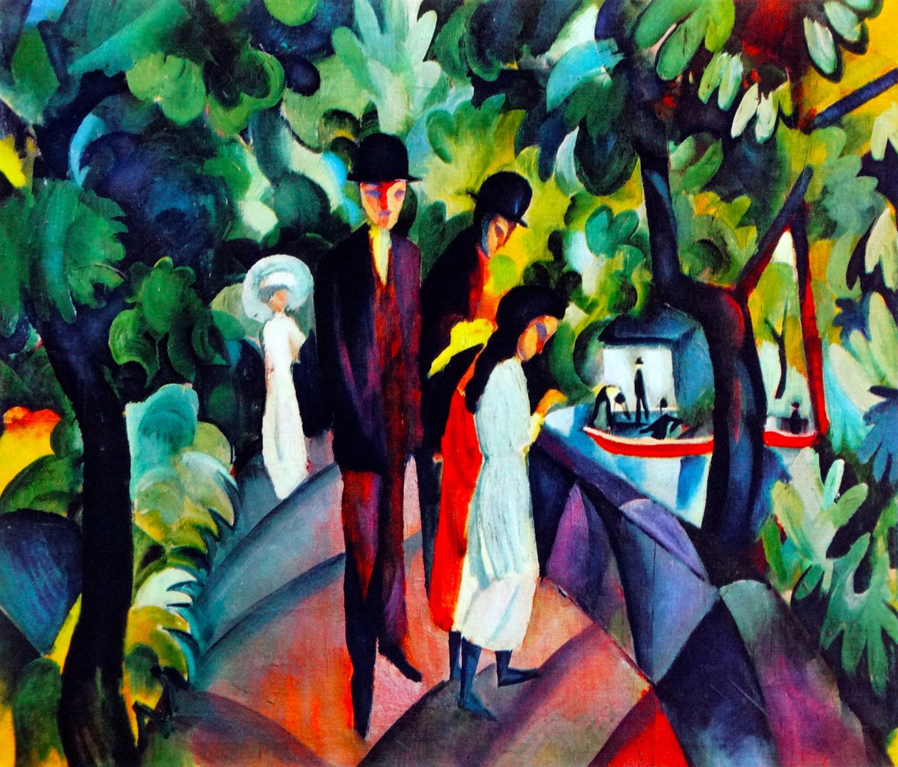 Vandrere på broen, 1912 af August Macke