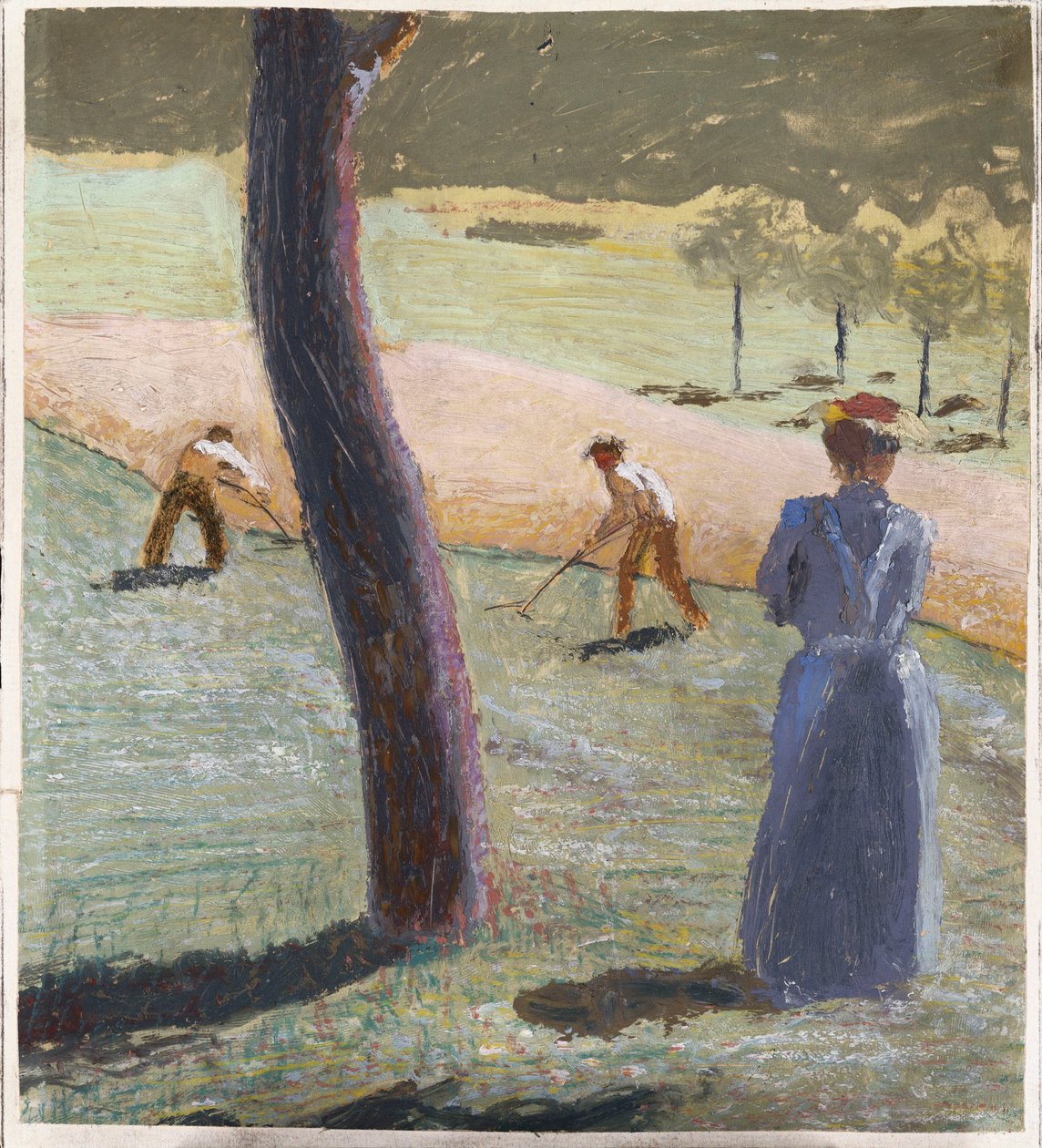 Arbejdere i en Mark ved Kandern; Arbejdere i marken nær Kandern, 1907 af August Macke