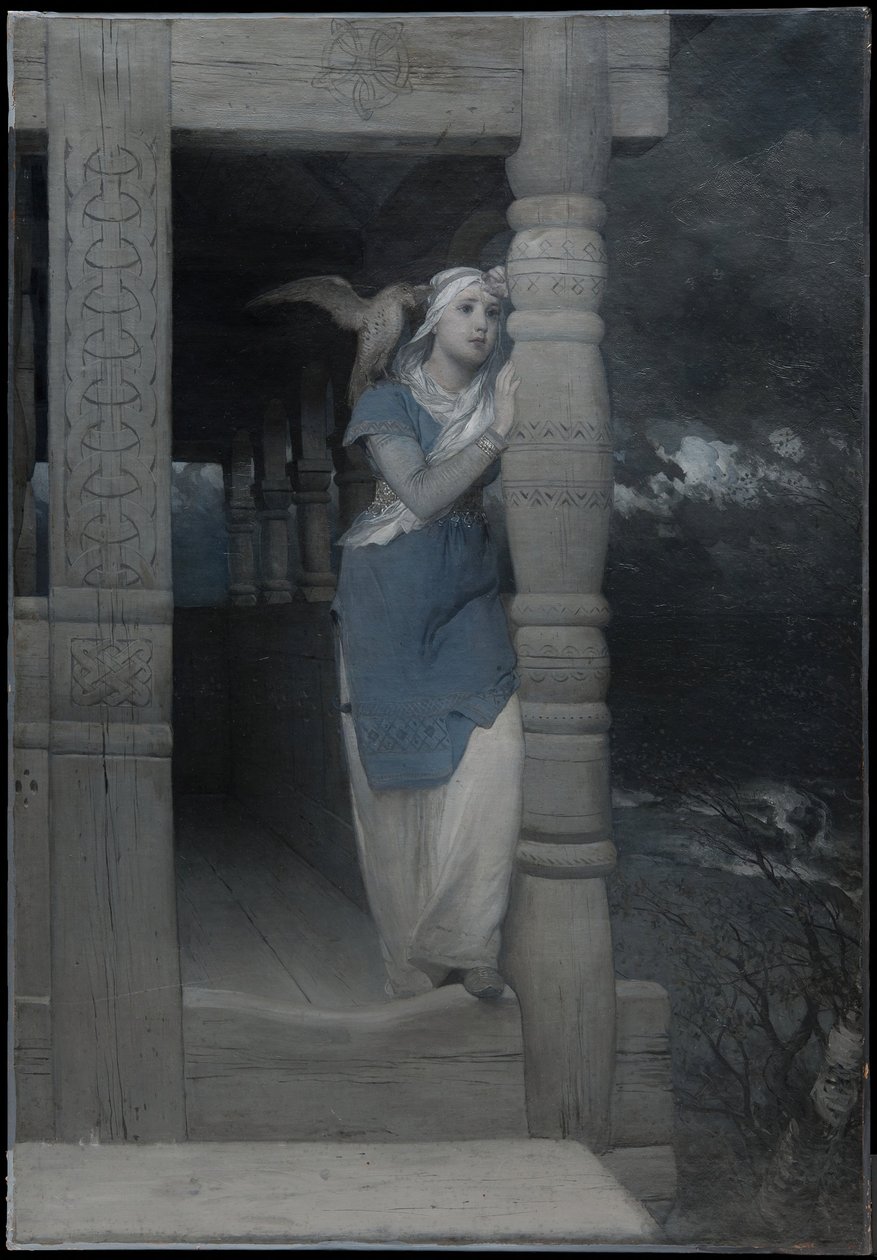 »Ingeborgs klagesang«, illustration til en ny udgave af »Frithiofs saga« af Esaias Tegnér, udgivet i 1888 af August Malmström