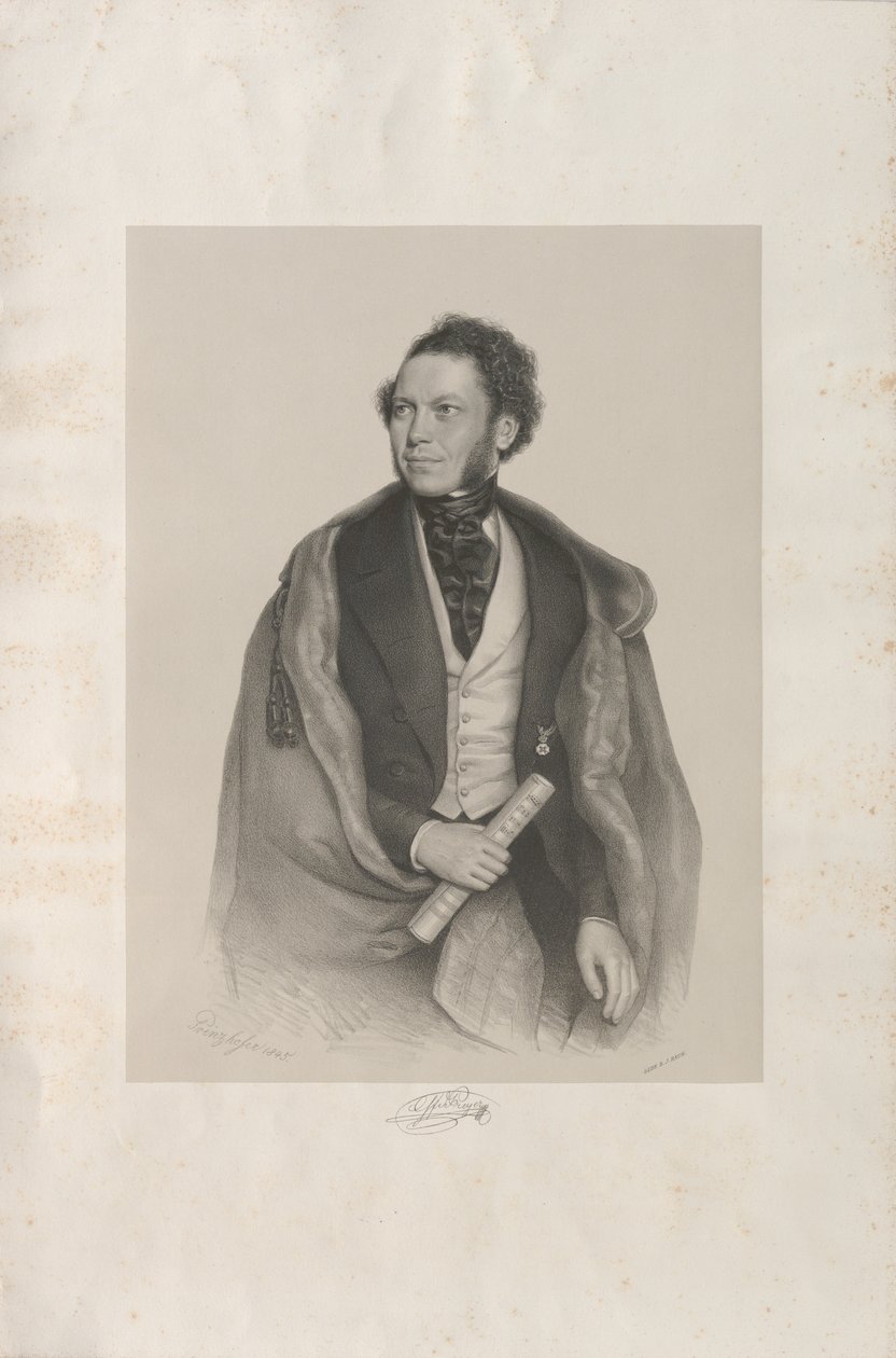 Portræt af komponisten og dirigenten Gottfried von Preyer 1807-1901, 1845. af August Prinzhofer