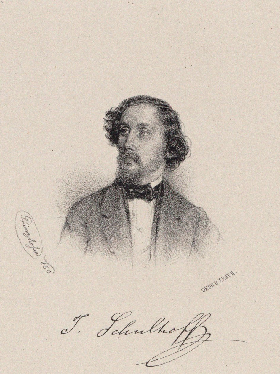 Portræt af pianisten og komponisten Julius Schulhoff 1825-1898, 1850. af August Prinzhofer