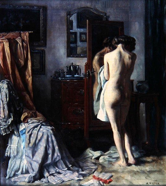 The Boudoir, ca. 1910 (olie på lærred) af August Rieper