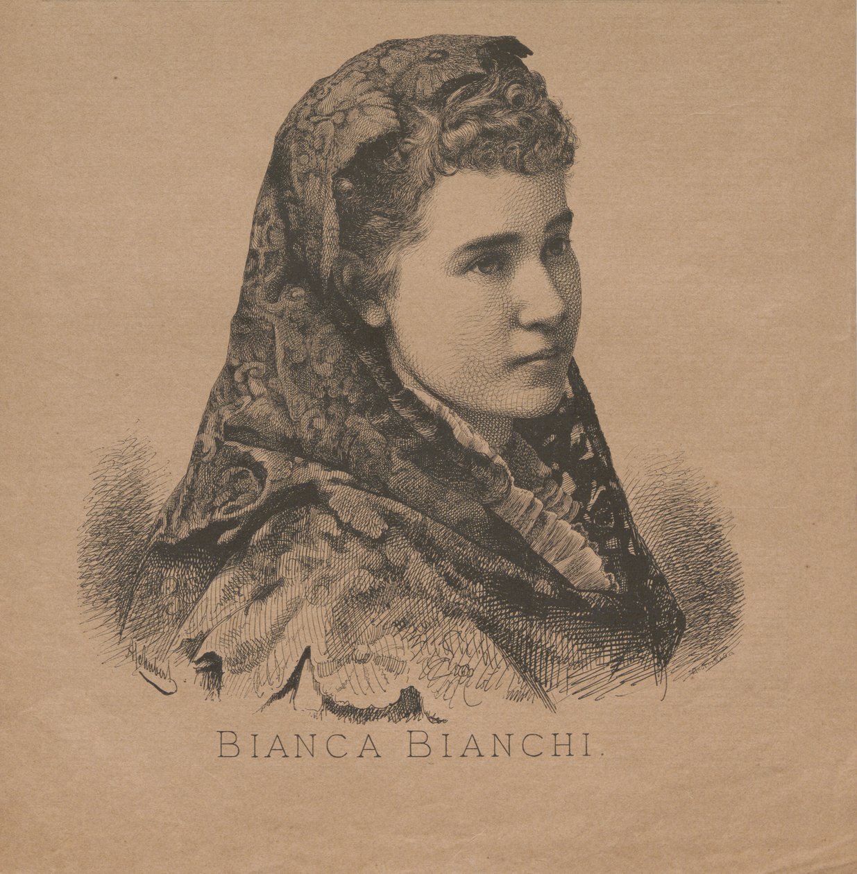 Portræt af operasangerinden Bianca Bianchi 1855-1947, 1879. af August Schubert