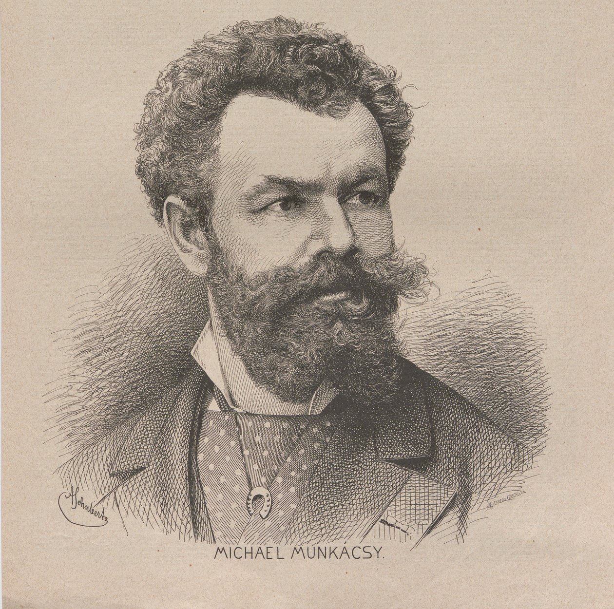 Portræt af kunstneren Mihály von Munkácsy 1844-1900, 1880. af August Schubert