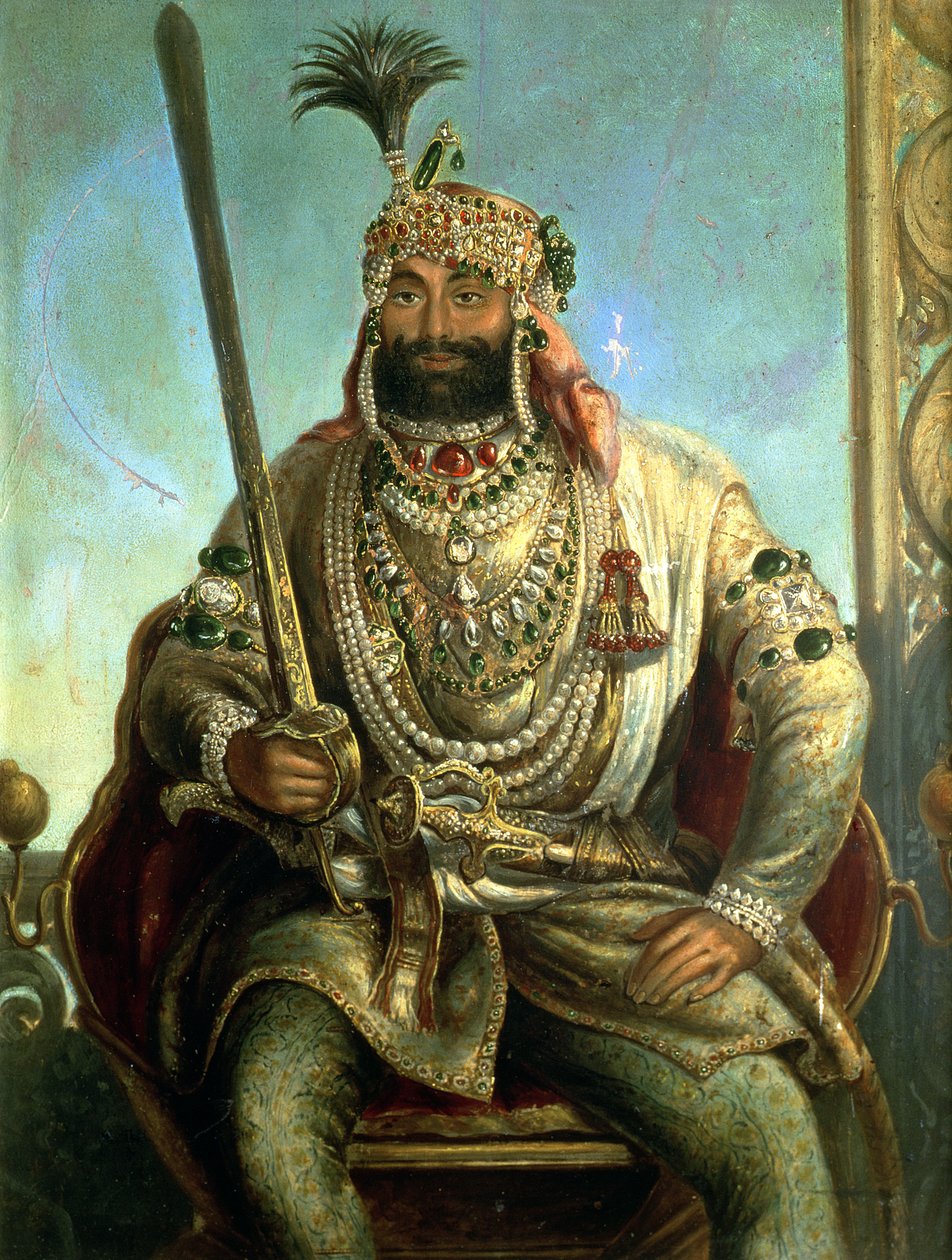 Portræt af Maharaja Sher Singh, i kongelig kjole, ca. 1850 af August Theodor Schoefft